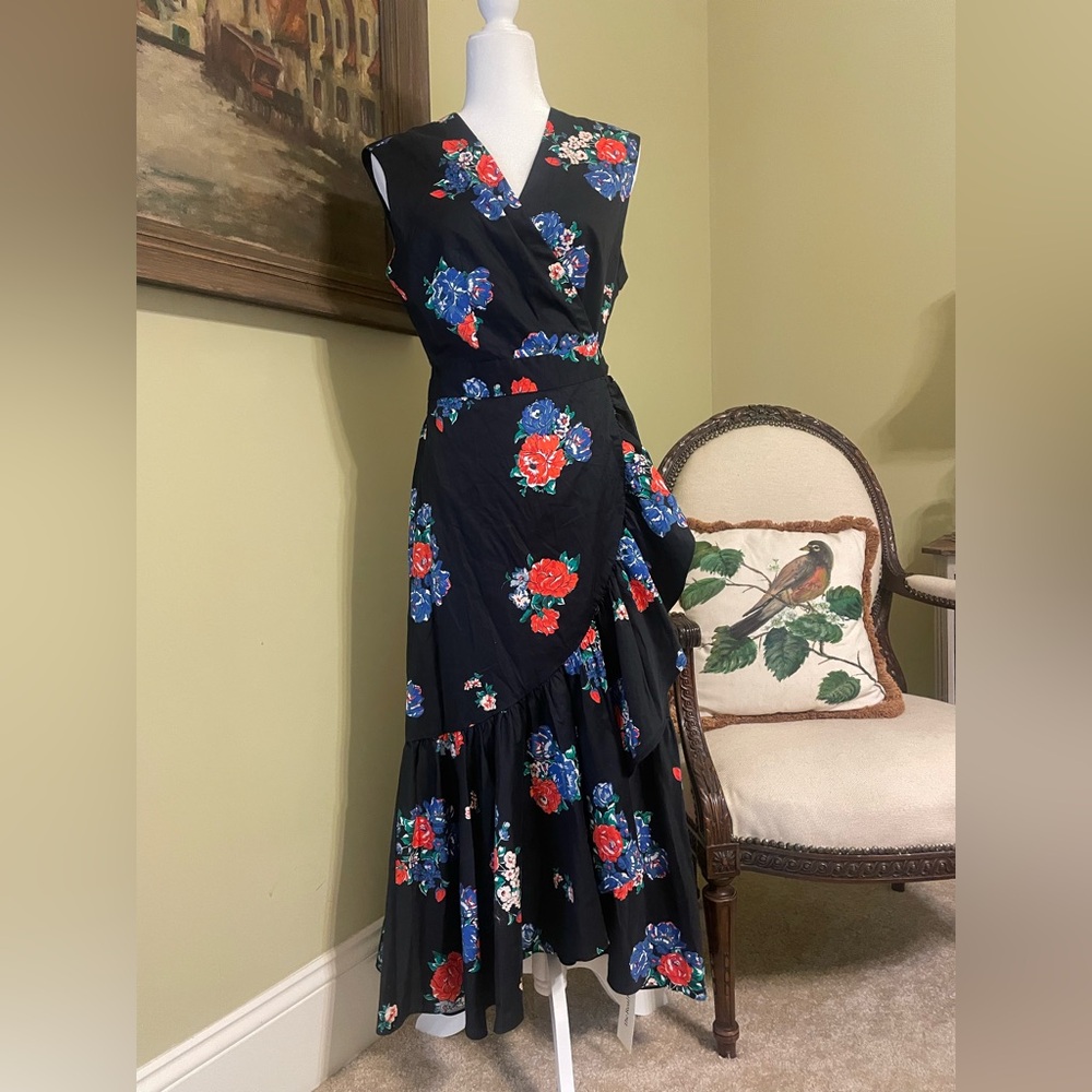 Tory Burch Asymmetrical Blue Sundress V-Neck Cocktail